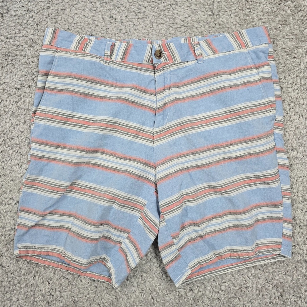 johnnie-O Men‎ Striped Linen Blend Shorts Size 36 Coastal Prep Summer